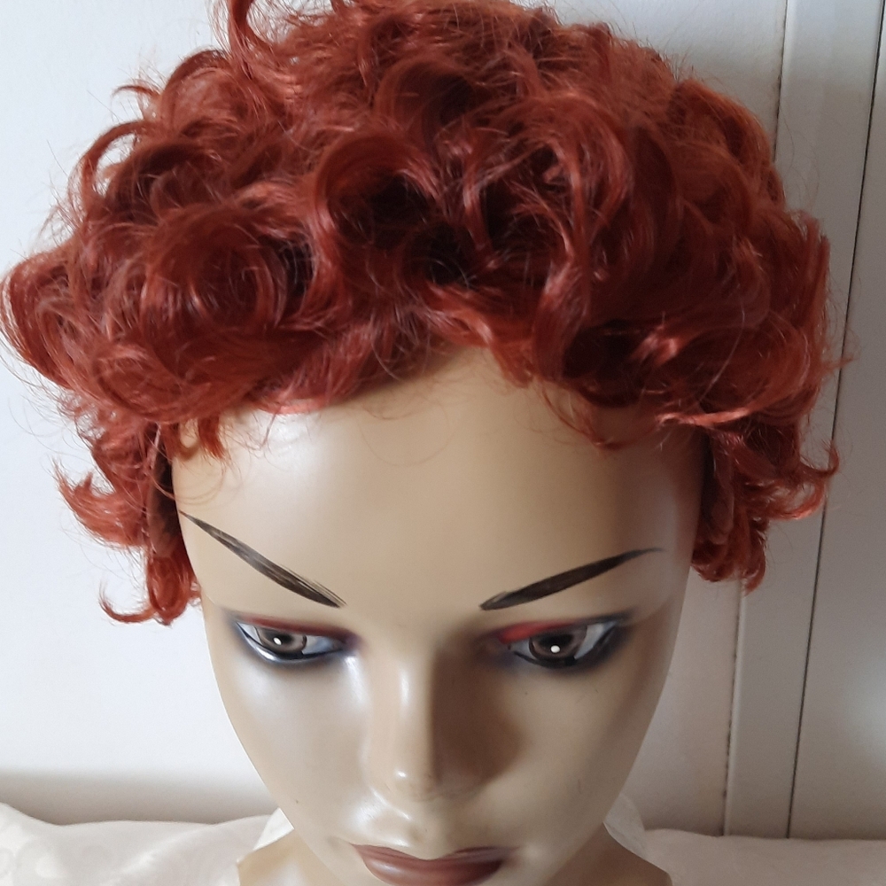 Rust Color Pixi Cut Curly Wig